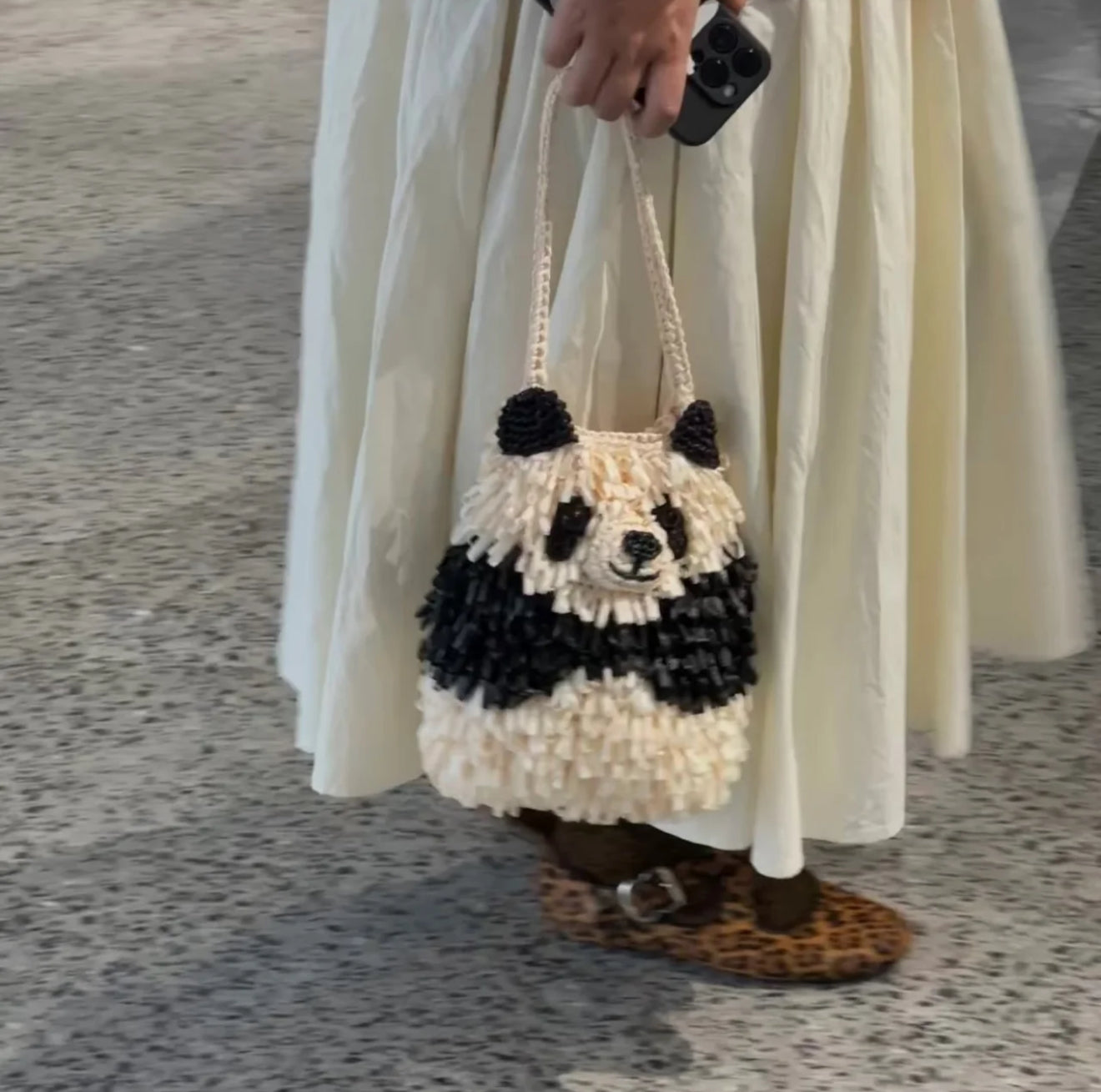 Handmade Crochet Panda Handbag - Cute Animal Shoulder Bag