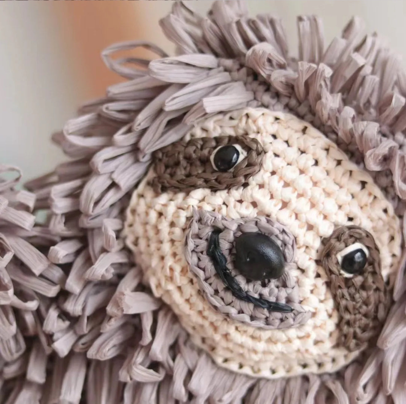 Handmade Raffia Sloth Handbag - Cute Woven Animal Bag