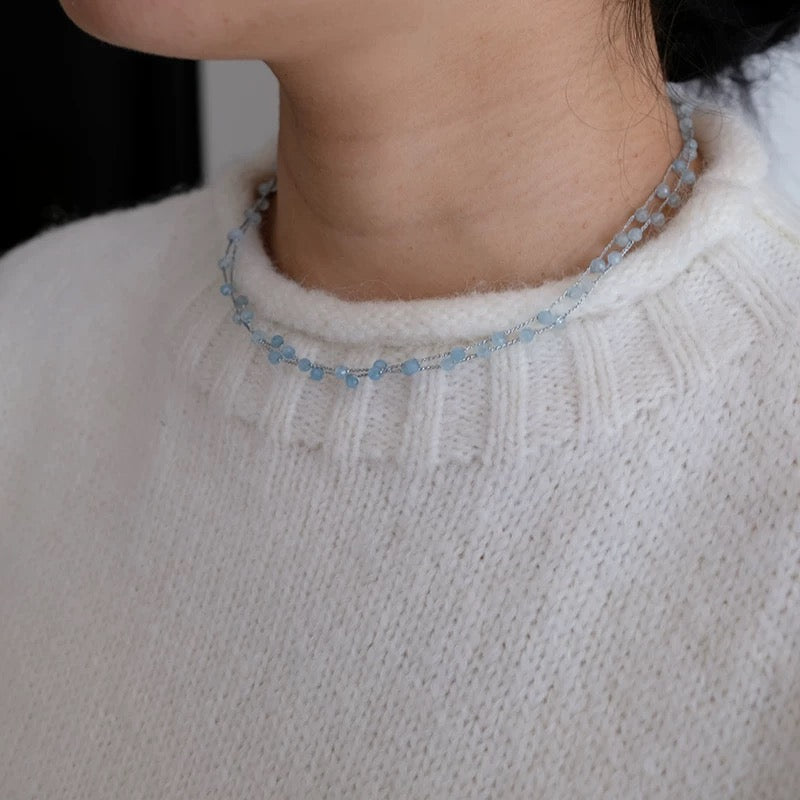 Natural Gemstone Beaded Necklace - Delicate Chain Design