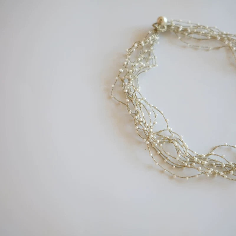 Layered Pearl & Crystal Necklace - Handmade Elegant Multi-Strand Design