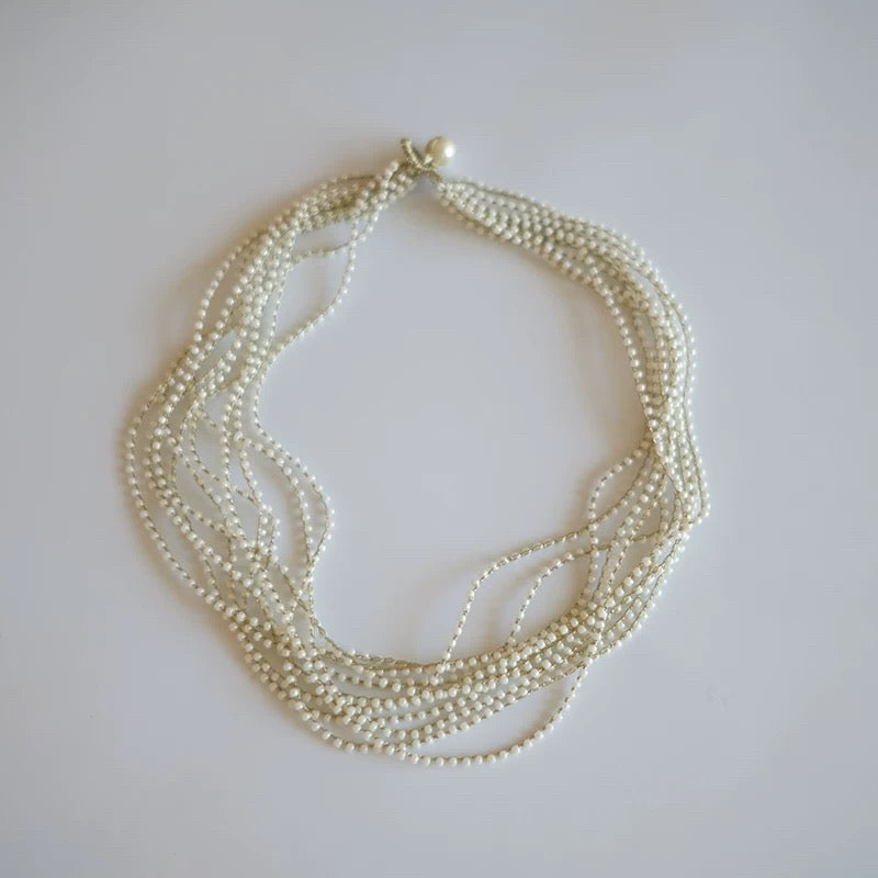 Multi-Strand Pearl Necklace - Elegant Twisted Design