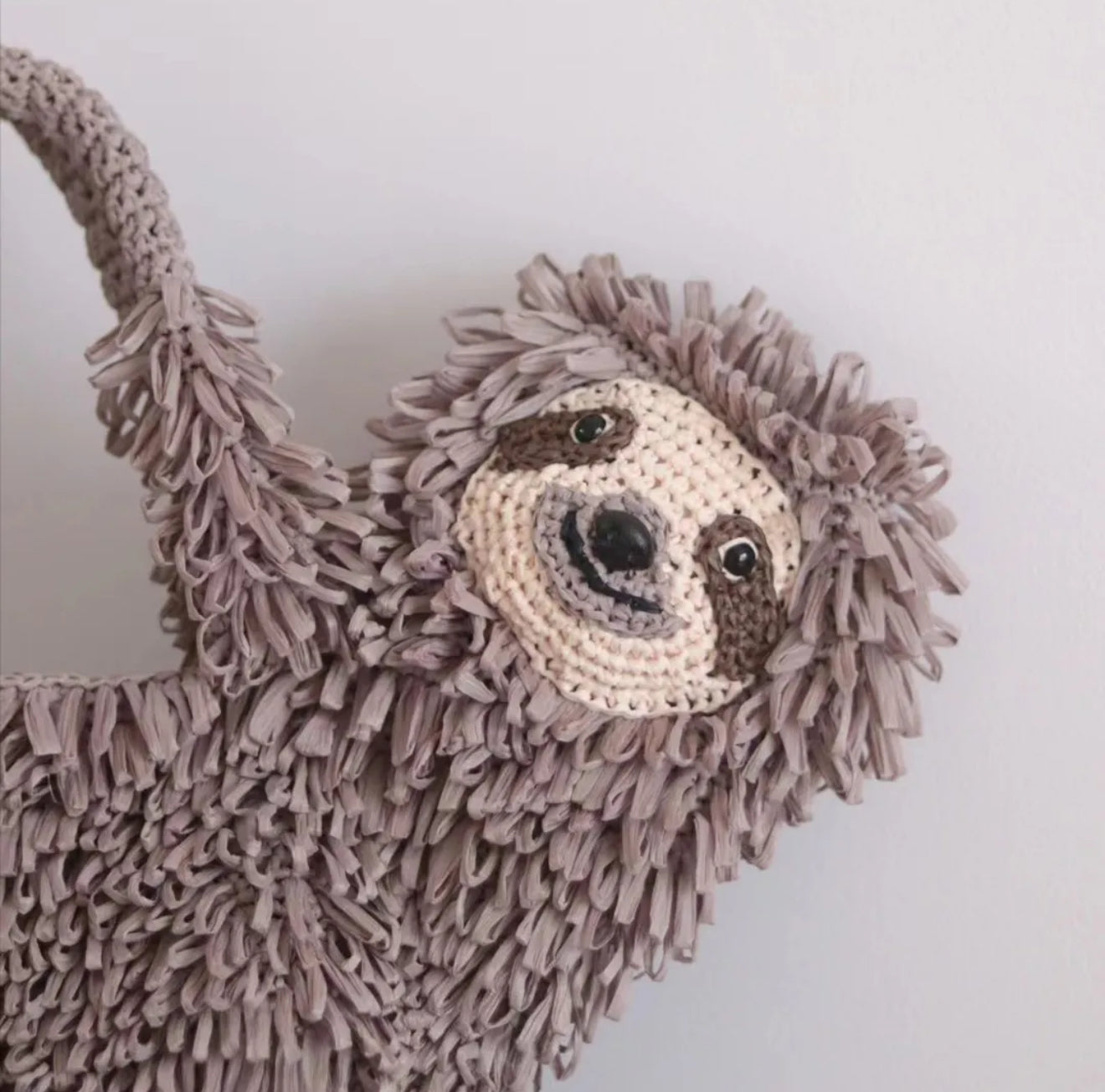 Handmade Raffia Sloth Handbag - Cute Woven Animal Bag
