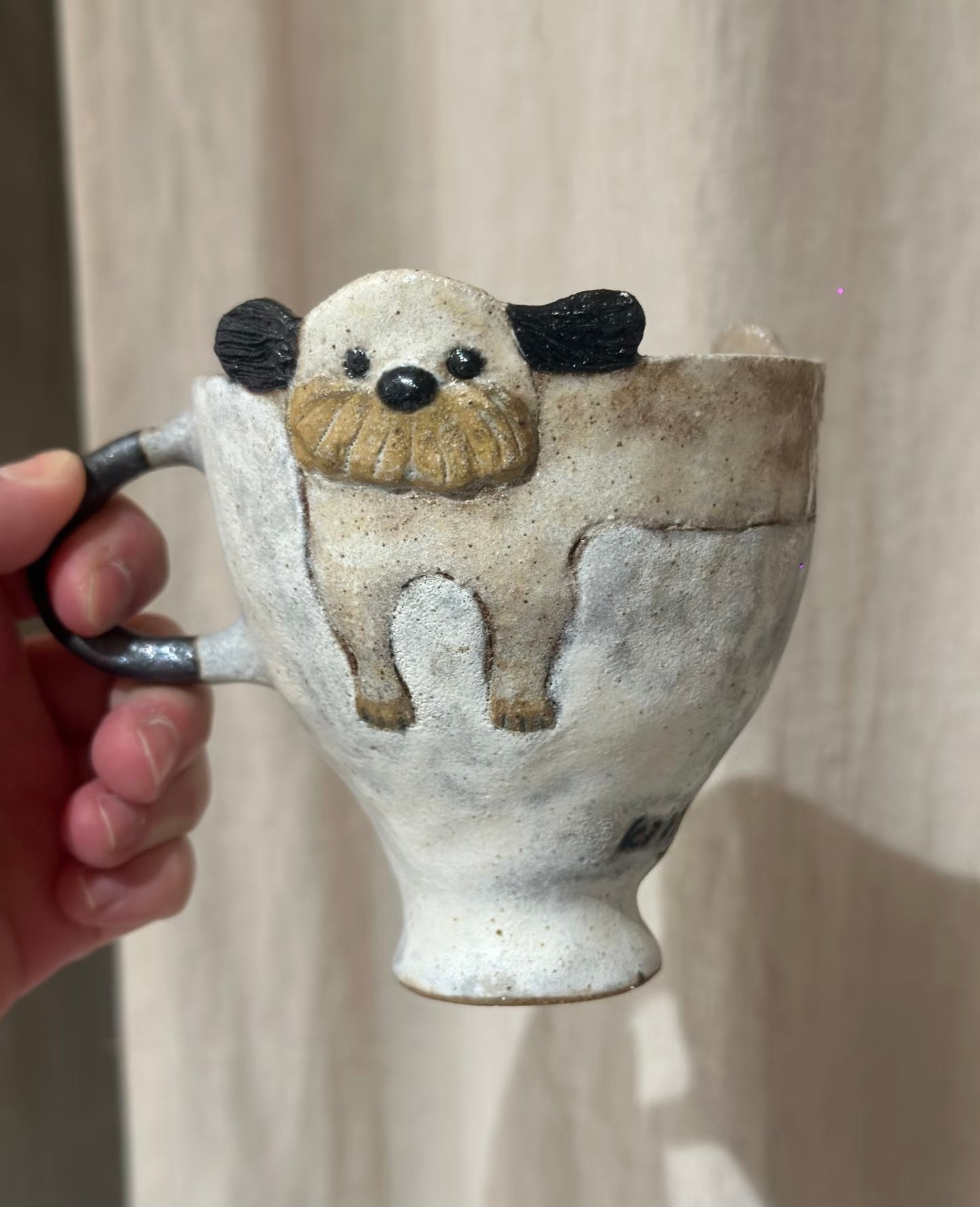 Handmade Ceramic Animal Mug - Cute 3D Sheep & Dog Design