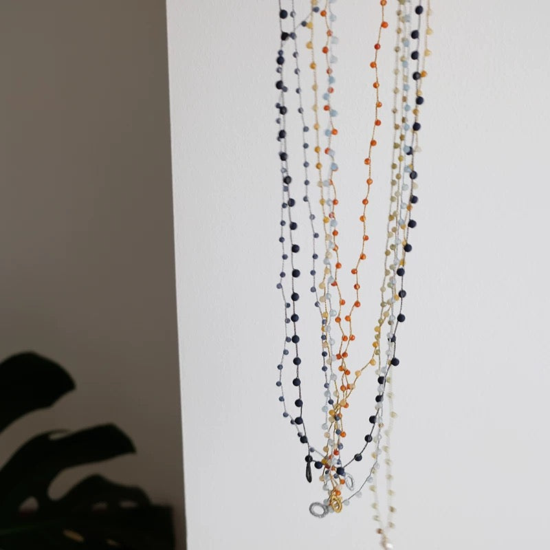 Natural Gemstone Beaded Necklace - Delicate Chain Design