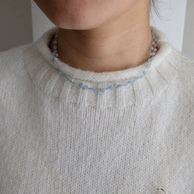 Natural Gemstone Beaded Necklace - Delicate Chain Design