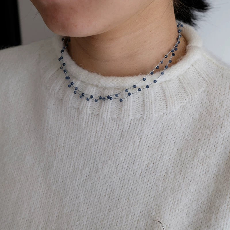 Natural Gemstone Beaded Necklace - Delicate Chain Design