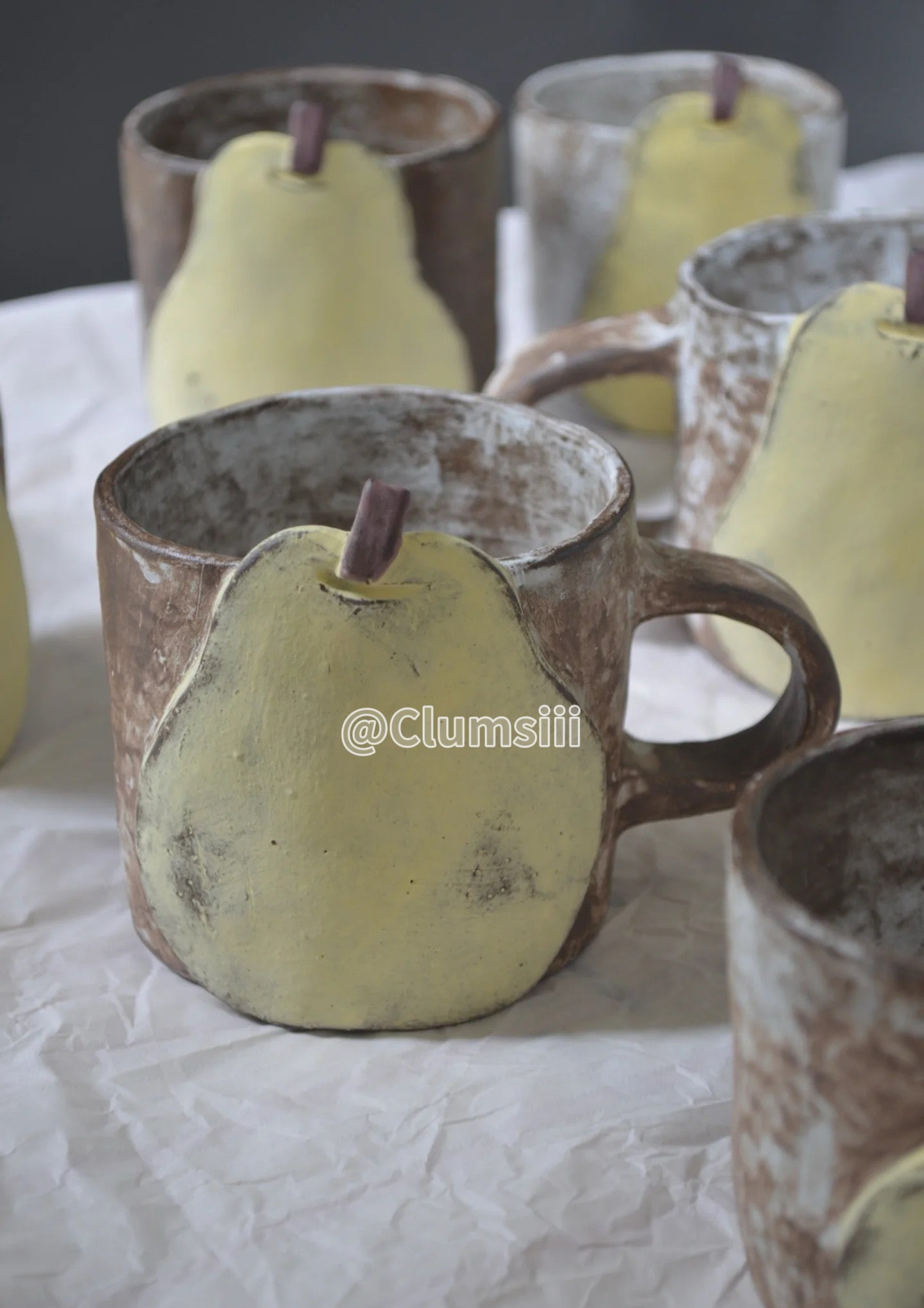 Handmade Ceramic Pear Coffee Mug - Cute Fruit Design