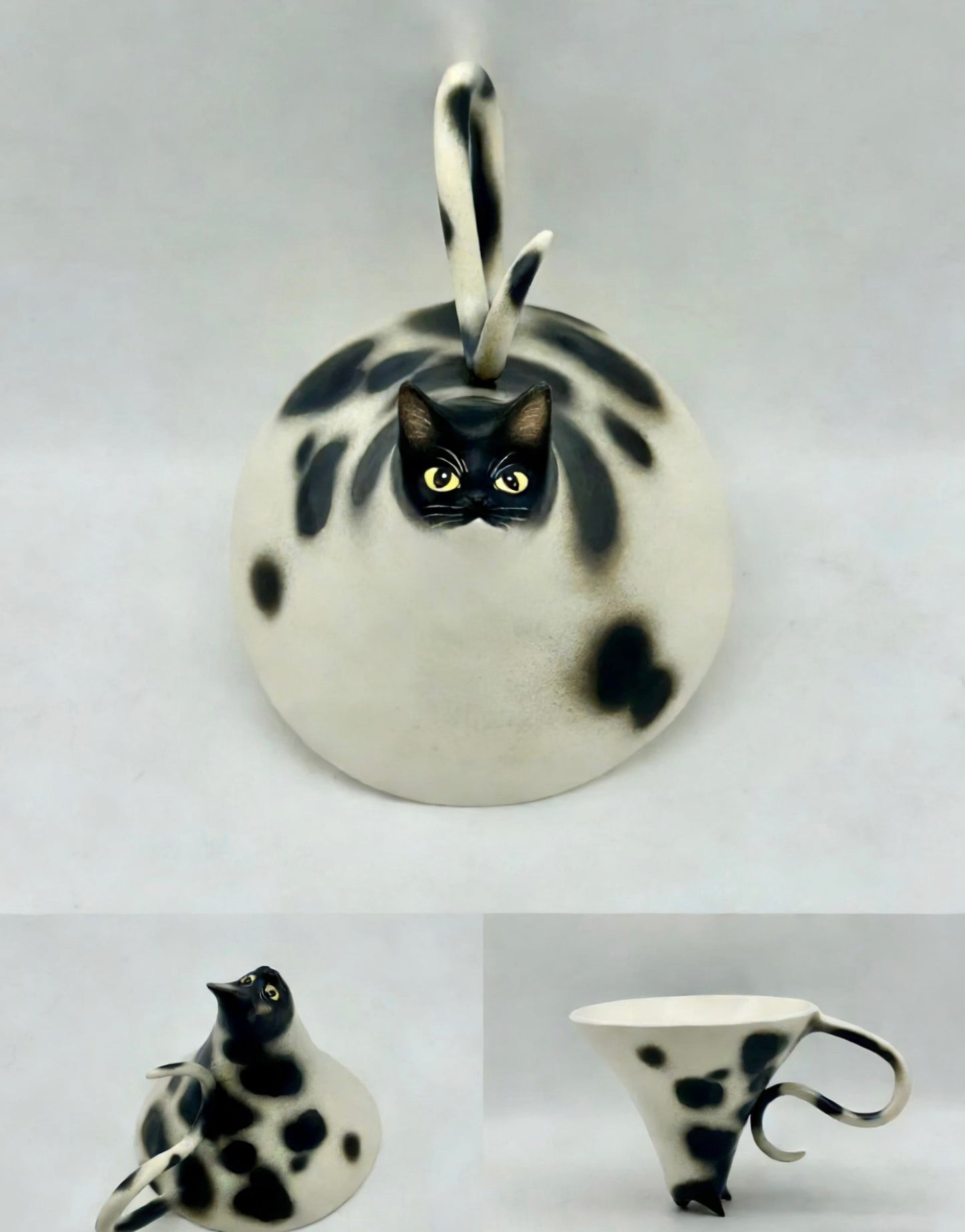 Customizable Handmade Ceramic Upside-Down Cat Mug - Unique 3D Design