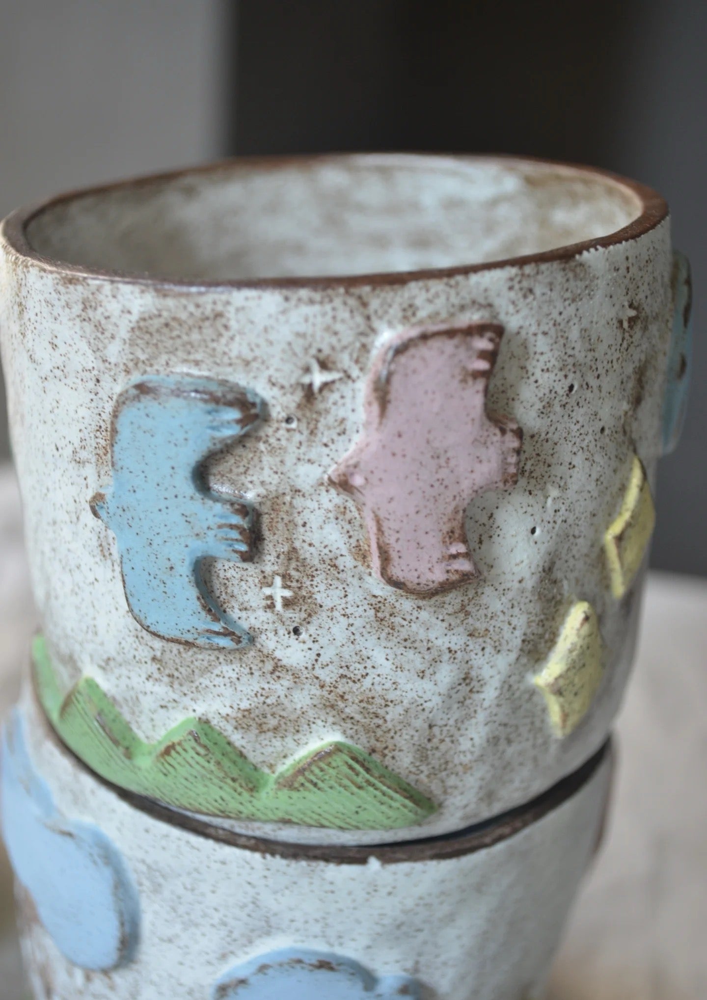 Handmade Ceramic Butterfly Coffee Mug - Rustic Pastel Design