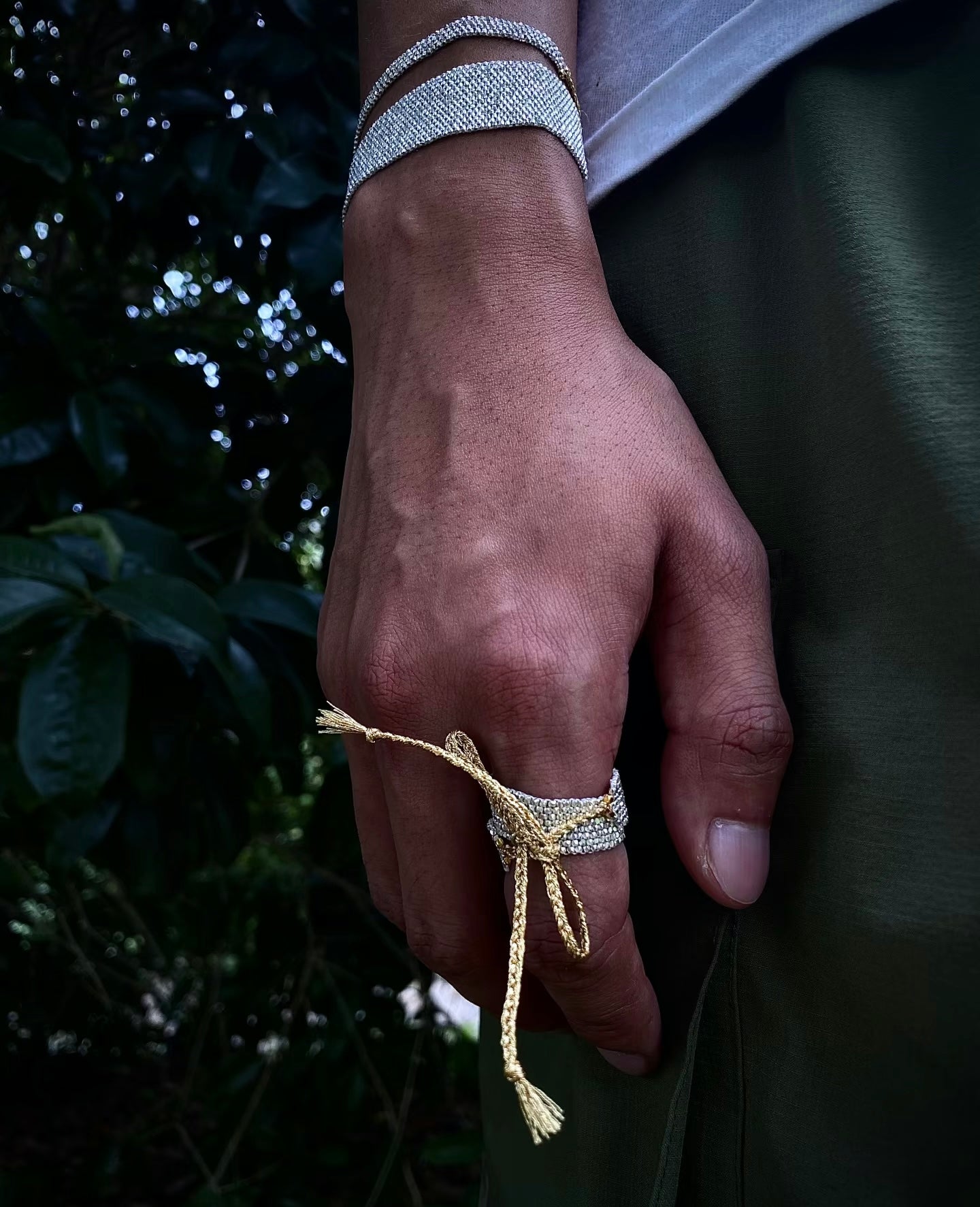 Multi-Functional Sterling Silver Rhinestone Jewelry - Adjustable Bracelet Necklace Ring Set