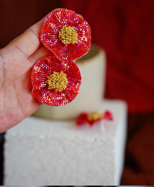 Handmade Beaded Flower Earrings