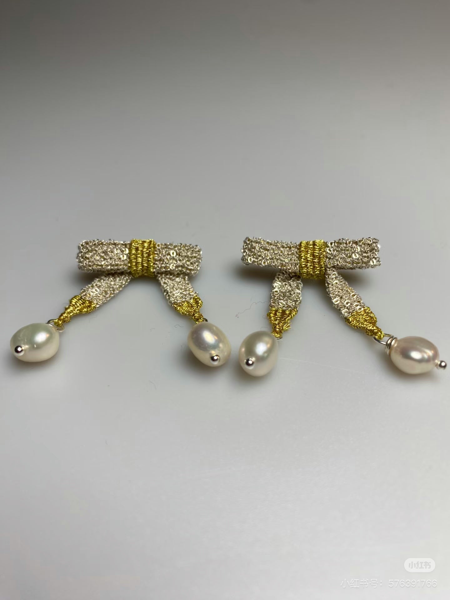 Sterling Silver Pearl Woven Ring - Elegant Bow Design